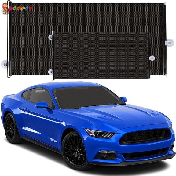 Spencer Auto Retractable Window Car Front Windshield Sun Shade Cover Visor Rear (Black, 15.7"*23.6")