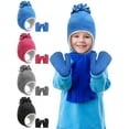 thumbnail image 1 of Spencer Baby Toddler Winter Hat and Glove Set Sherpa Lined Warm Fleece Earflap Beanie Hat & Mitten, Kids Winter Hat for Boys Girls 12-48 Months, Black, 1 of 10