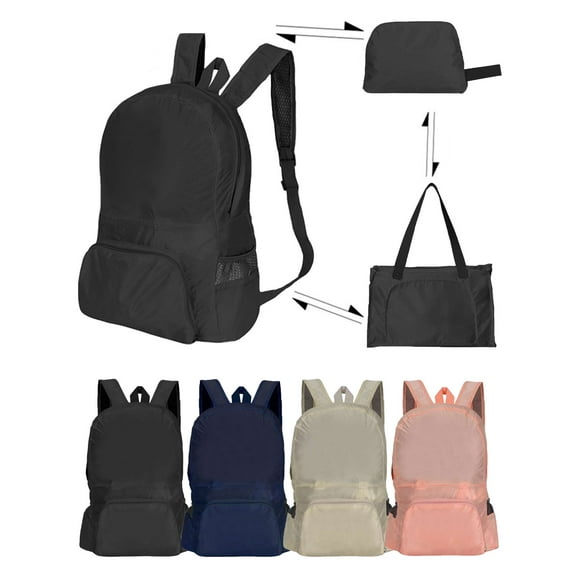 Spencer Backpack Purse for Women Men, Waterproof Foldable Backpacks Casual Packable Shoulder Bags Travel Hiking Cycling Daypack, Black