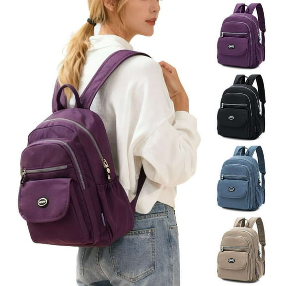 Spencer Backpack Purse for Womens, Waterproof Nylon Travel Backpack Rucksack Ladies Casual Shoulder Bags, Black