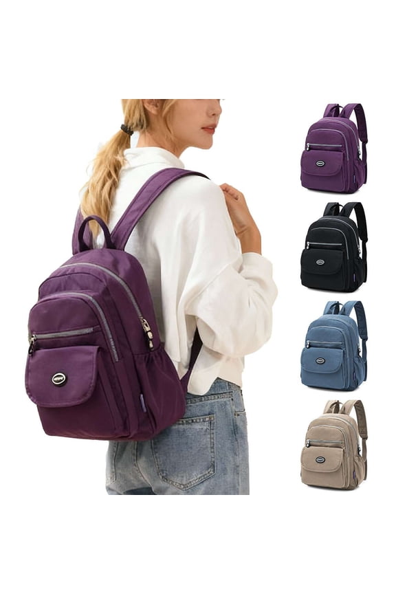 Backpack Purse for Womens, Waterproof Nylon Travel Backpack Rucksack Ladies Casual Shoulder Bags, Black