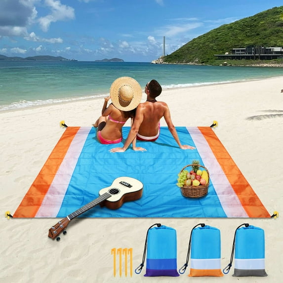 Spencer Beach Blanket SandProof Beach Mat Outdoor Waterproof Large Picnic Blanket, 83"x79" Picnic Mat for Couples and Family Camping Hiking Travel