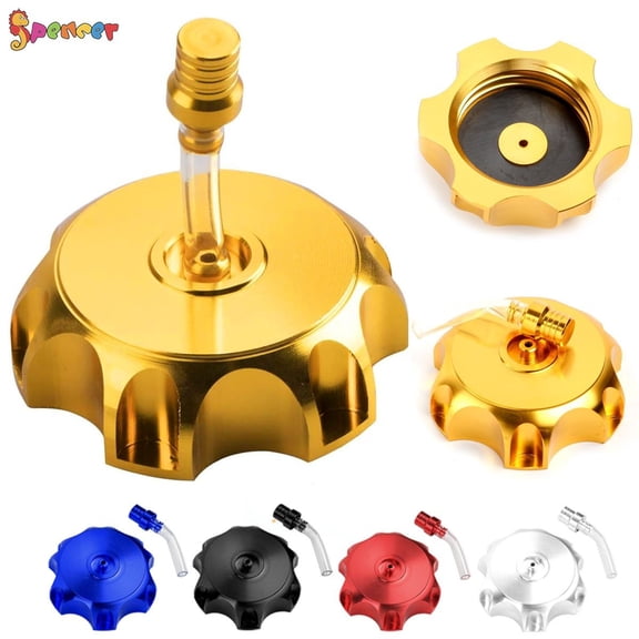 Spencer Billet Gas Fuel Tank Cap Cover with Breather Valve Air Vent Hose Tube for Honda ATV Motorcycle "Red"