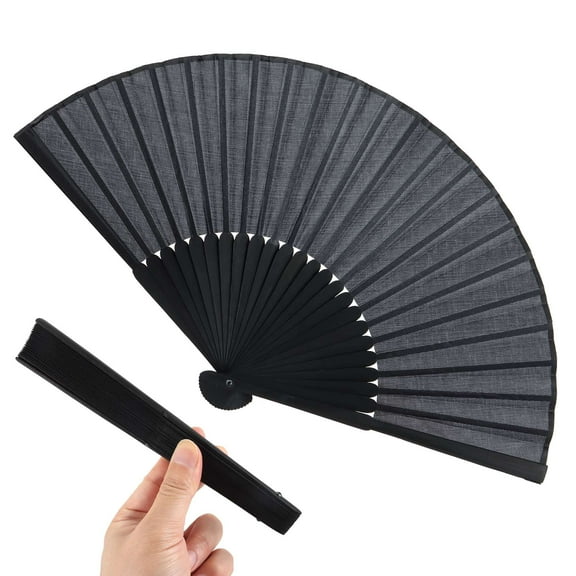 Spencer Black Folding Silk Hand Fans Festival Tai Ji Fan Chinese Folding Rave Fan Handheld Renaissance Fan Martial Art Fans for Men and Women, Dance, Decorations, Festival, Gift
