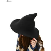 Spencer Black Steeple Wool Big Brimmed Pointed Witch Hat Halloween Costume Accessory