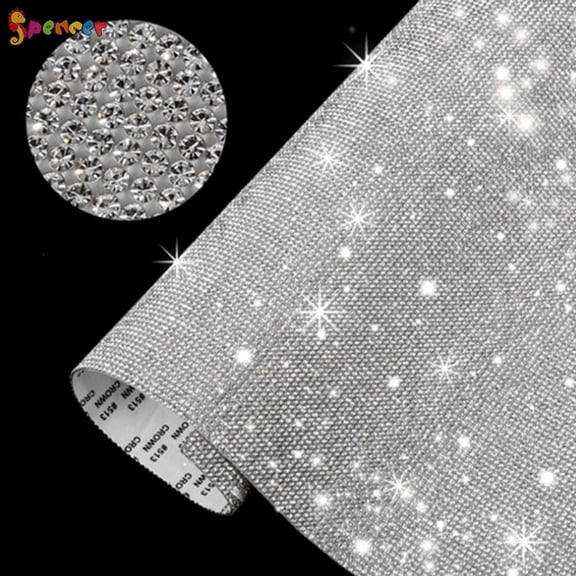 Spencer Bling Crystal Rhinestone Sticker, Self Adhesive Crystal Gem Stickers for Car, Gift and Phone Decoration 9.4in X 7.9in "White"