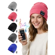 Spencer Bluetooth Music Beanie Wireless Bluetooth 4.2 Knit Hat with 2 Headphone Speakers & Mic for Men Women Christmas Gifts "Red"
