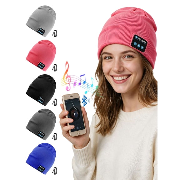 Spencer Bluetooth Music Beanie Wireless Bluetooth 4.2 Knit Hat with 2 Headphone Speakers & Mic for Men Women Christmas Gifts "Red"