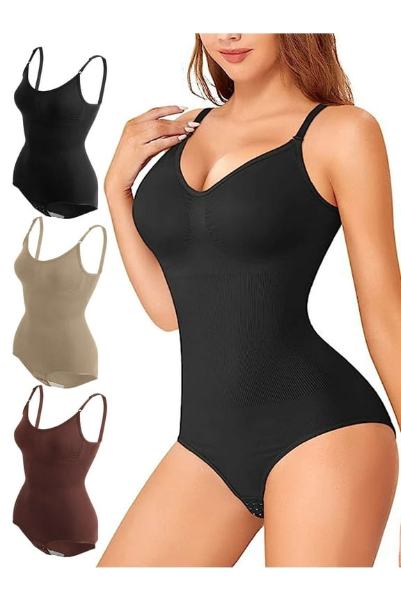 Bodysuit for Women Tummy Control Shapewear Seamless Sculpting Thong Body Shaper Scoop Neck Sleeveless Slimming Bodysuits Tank Top (M,Coffee)