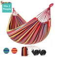 thumbnail image 1 of Spencer Brazilian-Style Outdoor Large Cotton Double Hammock Bed for 2-Person with Carrying Bag for Patio Porch Garden Backyard Lounging Outdoor "Red", 1 of 8