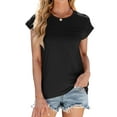 thumbnail image 1 of Spencer Casual Womens T-Shirts Basic Tops for Women Cap Sleeve Loose Crew Neck Summer Tops Blouses, Size S-2XL, 1 of 11