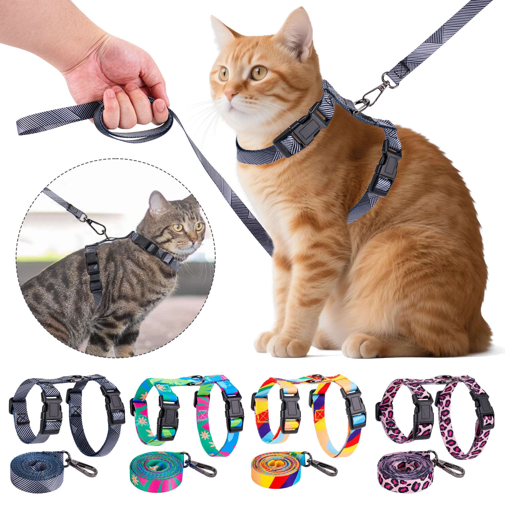 Kitten Set Spencer Cat Harness and Leash Set, Escape Proof Adjustable Cat Harness ...