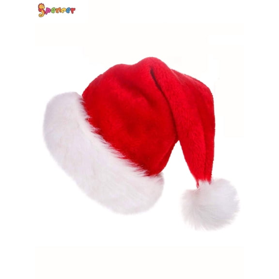 Spencer Christmas Santa Hat, Plush Xmas Holiday Hats for Adults Extra Thicken Classic Fur for Christmas New Year Festive Party