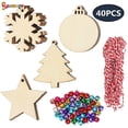 thumbnail image 1 of Spencer Christmas Wooden Ornaments, 40 PCS Christmas Crafts 4 Style Natural Wood Slices for Kids Christmas Ornaments DIY Crafts, 1 of 9