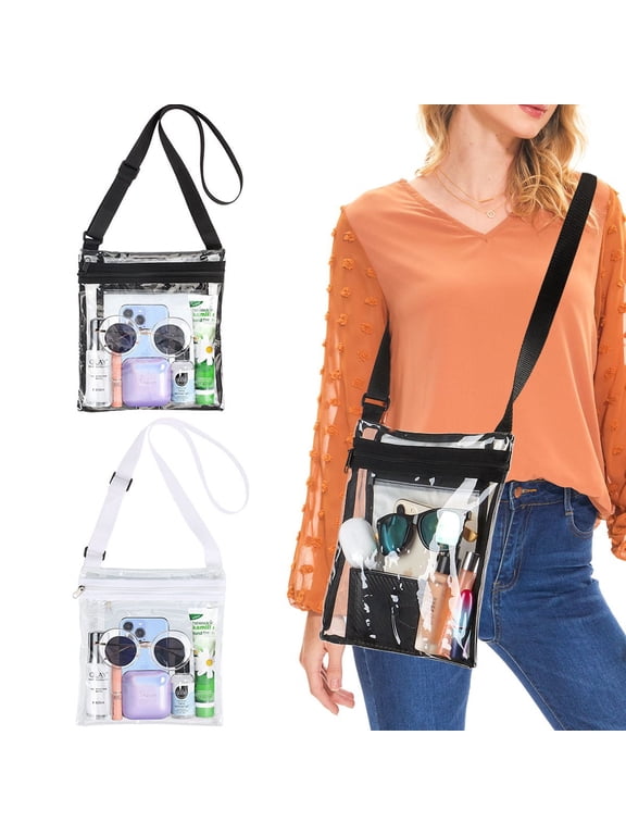 Clear Bag Crossbody Purse Bag Stadium Approved Shoulder Bag for Women and Men, Tranparent Sling Tote Handbag for Concerts Sports Events Festivals