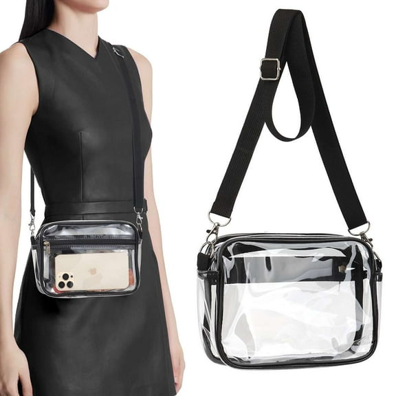Spencer Clear Bag Stadium Approved, Clear Crossbody Purse Bag Women and Men Zipper Transparent Purse for Concerts Sports Events Festivals