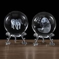 thumbnail image 1 of Spencer Clear Crystal Glass Ball 60mm 3D Laser Engraved Panda Glass Sphere Decorative Balls with Stand Figurine Gift for Home Office Decor, 1 of 10