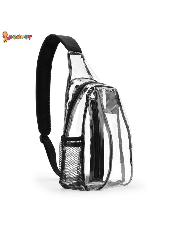 Clear Sling Bag for Women & Men - Stadium Approved Mini PVC Crossbody Shoulder Bag Casual Chest Backpack for Hiking, Camping (14.2*6.3*3.1 inch)
