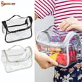 thumbnail image 1 of Spencer Clear Travel Toiletry Bags Waterproof Cosmetic Makeup Zipper Bag Transparent PVC Pouch Organizer Wash Bag, White, 1 of 7