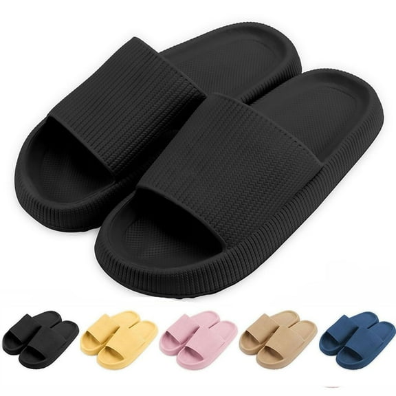 Spencer Clouds Slippers for Women and Men, Non-Slip Shower Slippers Bathroom Slides Sandals Soft Thick Sole for Indoor and Outdoor (XL, Black)