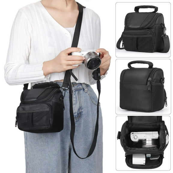 Spencer Compact Camera Bag Case Shockproof Protective Camera Crossbody Shoulder Bag Compatible for Nikon Canon Sony DSLR (4.9 * 3.7 * 6.1 inches)