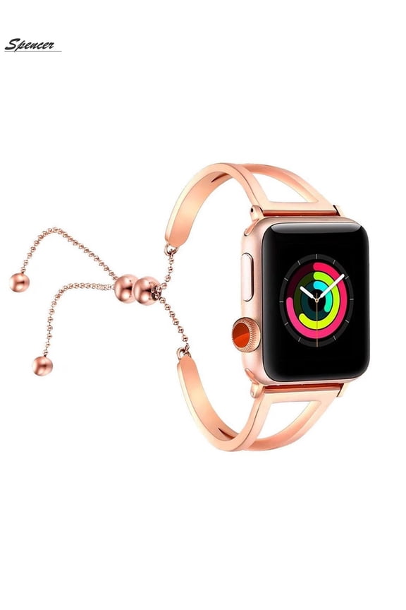 Compatible Apple Watch Band Stainless Steel Metal Pendant Bracelet Bangle Wristband for Apple Watch Series 8/7/6/5/4/3/2/1 38mm "Rose Gold"