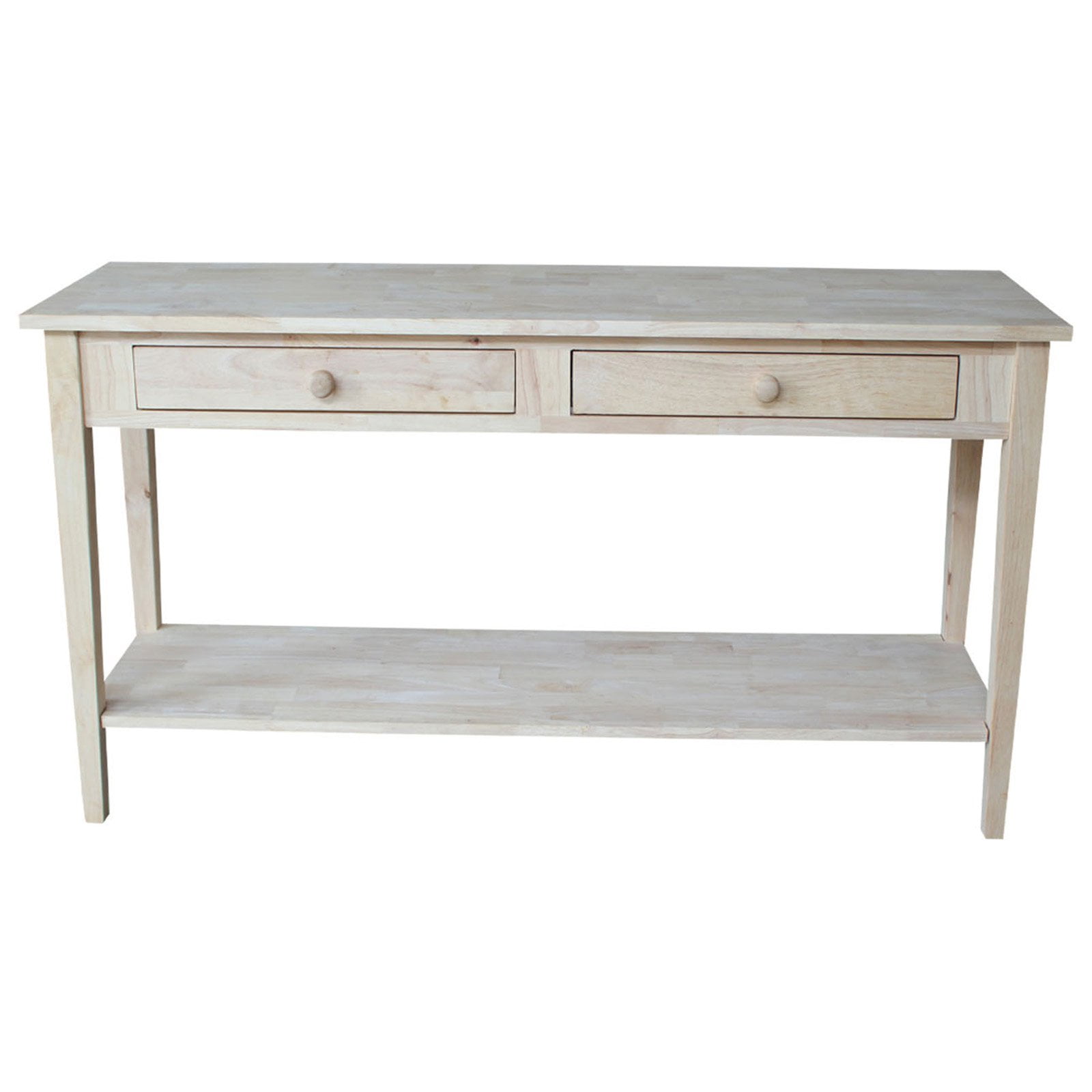 Spencer Extended Length Unfinished Light Brown Solid Wood Console Table with Storage