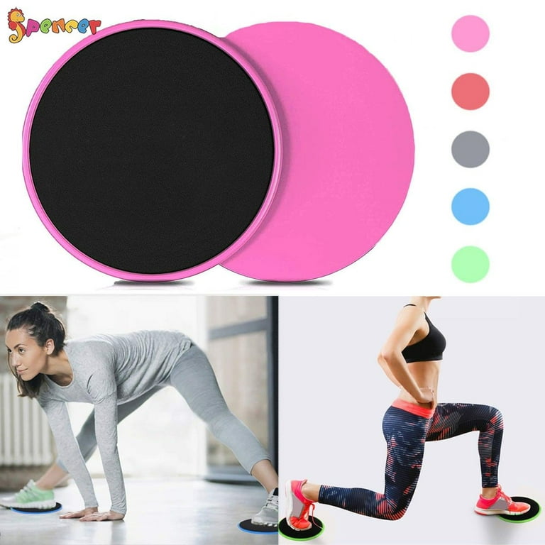 Spencer Core Exercise Gliders Floor Sliders - 2 Dual Sided Gliding Discs Fitness  Equipment for Full Body Workout Pink 