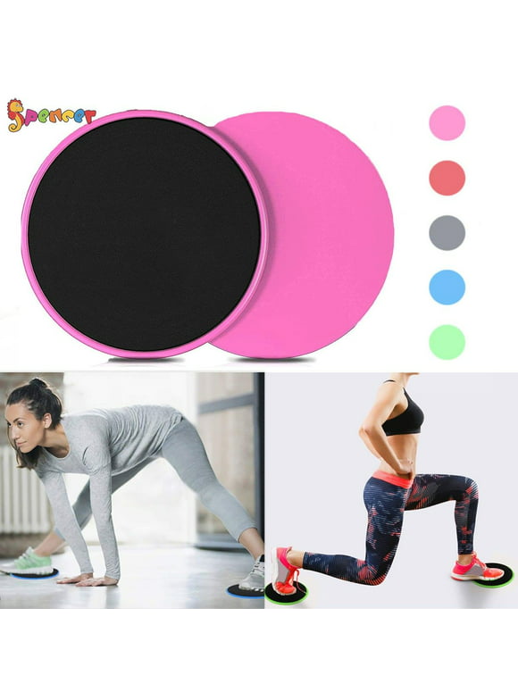 Spencer Core Exercise Gliders Floor Sliders - 2 Dual Sided Gliding Discs Fitness Equipment for Full Body Workout "Pink"
