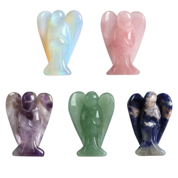 Spencer Crystal Angel Figurine Carved Angel Statue Gemstone Decor Polished Natural Healing Stone Spiritual Gift Meditation "Purple"