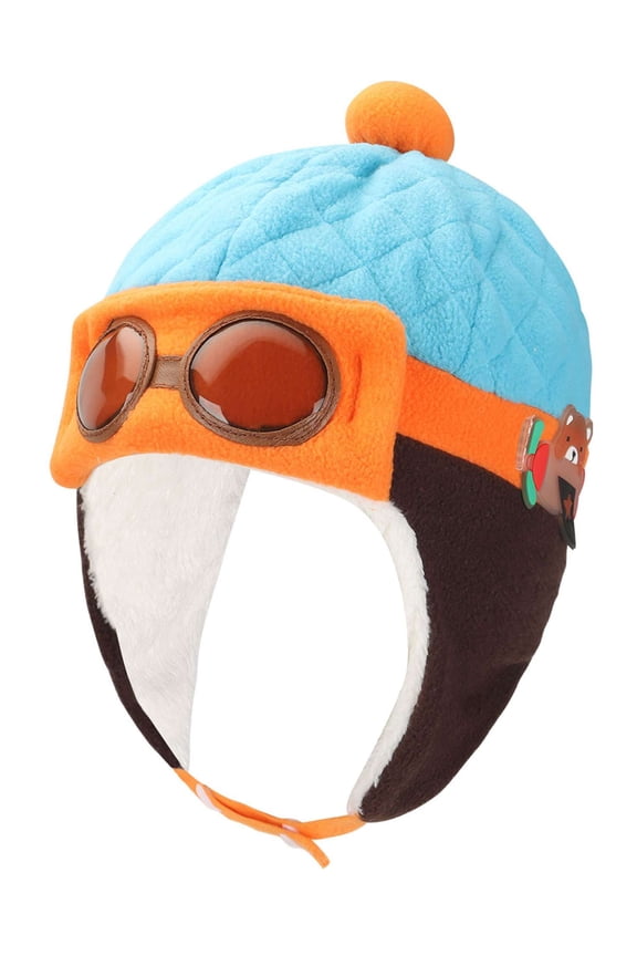 Cute Baby Toddler Winter Hat Pilot Aviator Fleece Warm Hat Earflap Cap for Kids Boys Girls, Blue