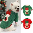 thumbnail image 1 of Spencer Dog Cat Christmas Outfit Coat Puppy Clothes Warm Coral Fleece Pet Sweater for Small Medium Dog Cat (L, Green), 1 of 8