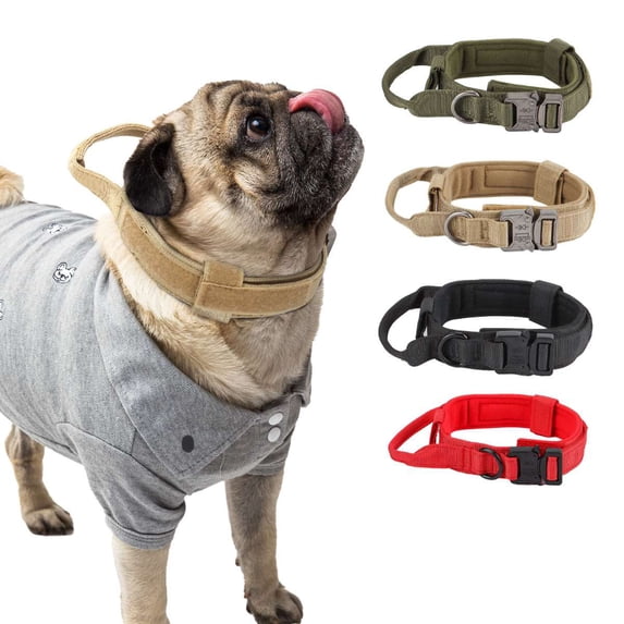 Spencer Dog Collar Soft Padded Breathable Nylon Dog Collars Adjustable Training Pet Collars with Control Handle & Metal Buckle for Medium Large Dogs (L, Green)