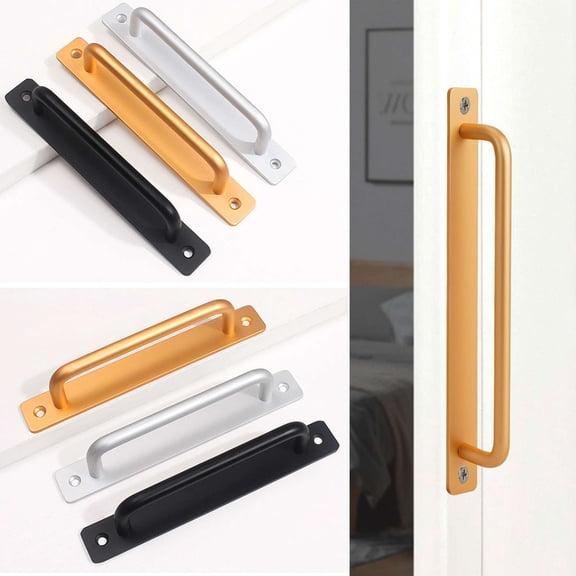 Spencer Door Handles 2 Pack Sliding Door Handle 8.8" Hole Center Barn Door Handles Aluminum Alloy Door Pulls with Plate, Silver