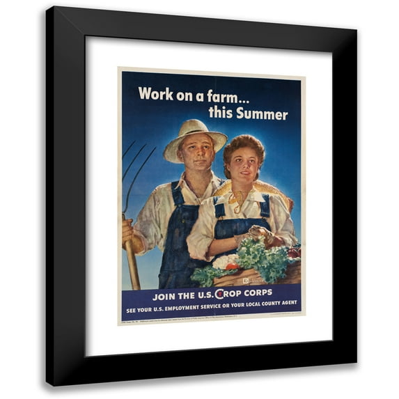 Spencer Douglass Crockwell 14x18 Black Modern Framed Museum Art Print Titled - Work on a Farm This Summer (1943)