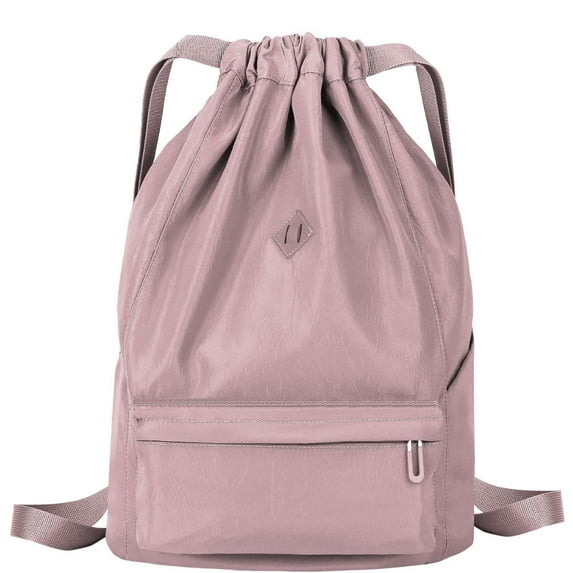 Spencer Drawstring Backpack Sports Gym Bag Waterproof Nylon Backpack Unisex Shoulder Bag Outdoor String Bag for Men Women, Purple