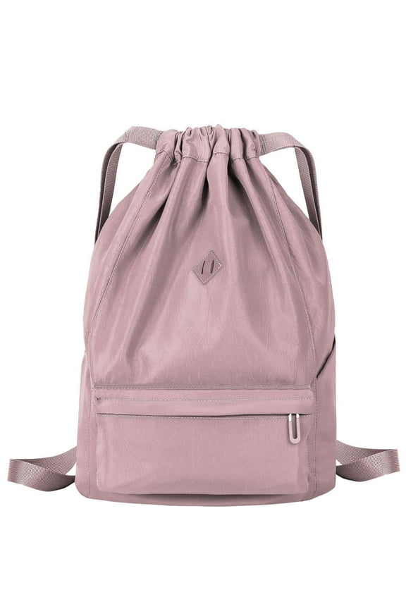 Drawstring Backpack Sports Gym Bag Waterproof Nylon Backpack Unisex Shoulder Bag Outdoor String Bag for Men Women, Purple