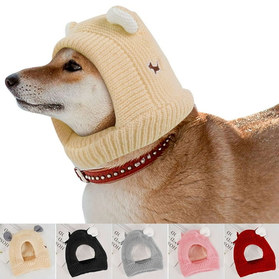 Spencer Ears for Dogs, Dog Ear Muffs Noise Protection Knitted Dog Hats Pet Ears Warm Dog Ear Cover Winter Hat for Medium Large Dogs, Beige