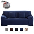 thumbnail image 1 of Spencer Elastic Stretch Sofa Slipcover Couch Sofa Cover Washable Furniture Protector with Elastic Bottom, 2 Seaters, Navy, 1 of 6