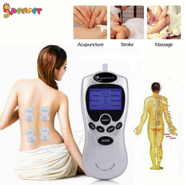 Spencer Electronic Therapy Pulse Massager Muscle Stimulator Shock Digital  Tens Unit 8 Modes 4 Pads Pain Relief Machine 