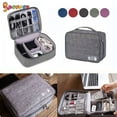 thumbnail image 1 of Spencer Electronic Travel Cable Cord Organizer Bag Water-resistant Double Layer Storage Bag Electronic Accessories Drive Cases for Cable, Charger, Phone, USB, SD Card "Gray", 1 of 8