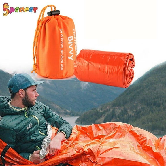 Spencer Emergency Sleeping Bag, Waterproof Lightweight Survival Bivy Sack - Reusable Thermal Emergency Blanket Sleeping Gear for Outdoor Hiking Camping