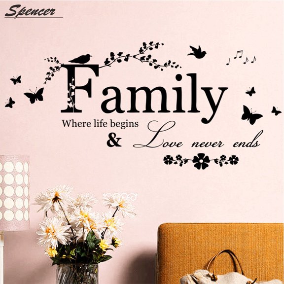 Spencer Family Where Life Begins Decal Mural Wall Sticker Removable Vinyl Art Stickers for Home Bedroom (23.8" * 7.4")