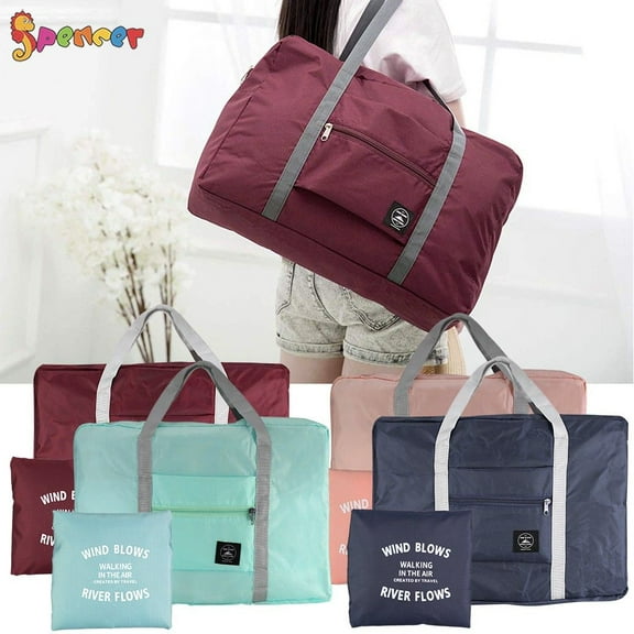 Spencer Foldable Travel Luggage Duffel Bag for Women Men, Waterproof Lightweight Baggage Storage Bag for Sports, Gym, Vacation "Red"