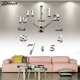 thumbnail image 1 of Spencer Frameless DIY Wall Clock, Modern Large 3D Mirror Sticker for Living Room Bedroom Office Home Decoration "Silver", 1 of 7
