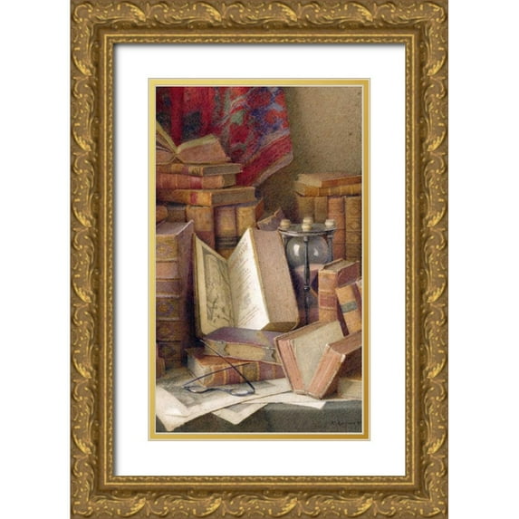 Spencer, Frederick 21x32 Gold Ornate Wood Framed with Double Matting Museum Art Print Titled - Old Books To Read