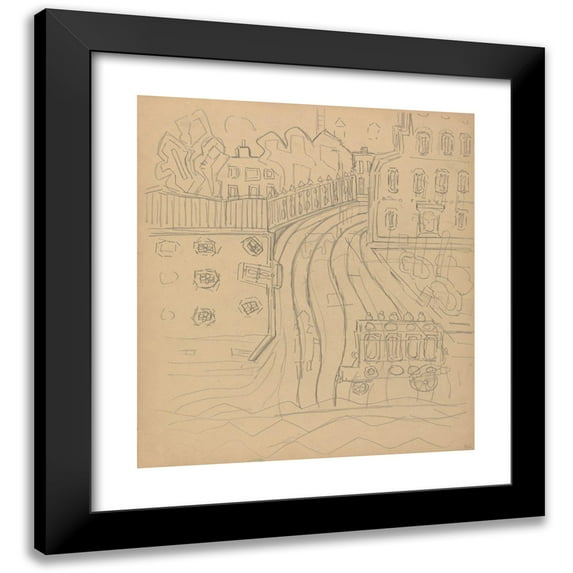 Spencer Frederick Gore 12x13 Black Modern Framed Museum Art Print Titled - Cave of the Golden Calf; City Street with Omnibus (1912)