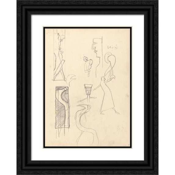 Spencer Frederick Gore 18x24 Black Ornate Framed Double Matted Museum Art Print Titled: Cave of the Golden Calf; Study of Geometric Figures (1912)