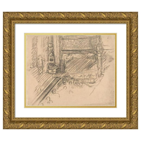 Spencer Frederick Gore 24x20 Gold Ornate Framed and Double Matted Museum Art Print Titled - Study for ‘On the Sands’ (1910)