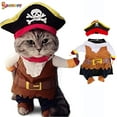 thumbnail image 1 of Spencer Funny Pirate Dog Cat Halloween Costume Outfit Pet Clothes Corsair Dressing Up Party Apparel Jumpsuit Plus Hat for Small Medium Large Dogs Cats "Size XL", 1 of 10